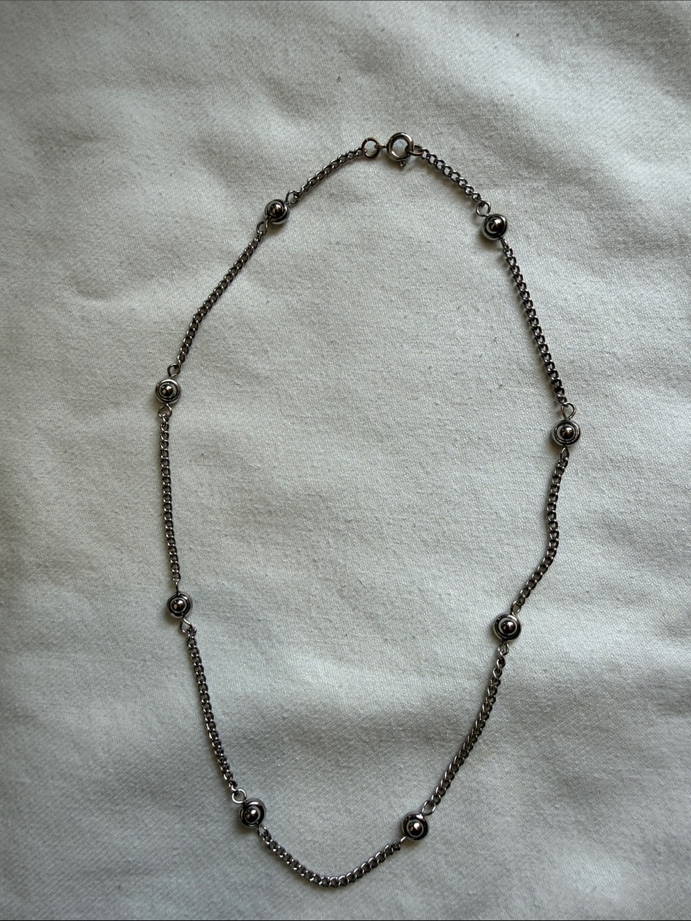Sterling Silver Bead Station 14 I/5 Coker/ Necklace - Unbranded